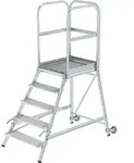 Munk Podesttreppe eins. begehbar mit Rollen und Griffen Stahl-Gitterrost -...