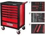 KS Tools RACINGline SCHWARZ-ROT Werkstattwagen mit 7 Schubladen und 215