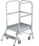 Munk Podesttreppe einseitig begehbar mit Federrollen Aluminium geriffelt - 050102