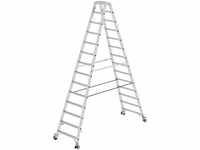 Munk Stufen-Stehleiter beidseitig begehbar mit Rollen 2x14 Stufen - 041228