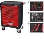 KS Tools ECOline SCHWARZ-ROT Werkstattwagen mit 7 Schubladen und 215