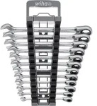 Wiha Ringratschen-Gabelschl&uuml;ssel Set 12-teilges Set umschaltbar in Halter - 44661