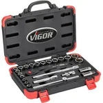 VIGOR Steckschl&uuml;ssel Satz, V2460N, Vierkant12,5 mm (1/2 Zoll), Au&szlig;en-Sechskant