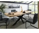 Baumtisch Mango 180x90x77 beige lackiert / Kreuzgestell anthrazit matt FREEFORM...