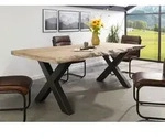 Baumtisch Mango 200x100x77 beige lackiert / X-Beine anthrazit matt FREEFORM 5