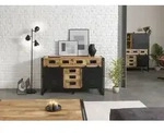 Sideboard Mango 150x45x90 natur klar lackiert / Metall schwarz BLACKBURN #110