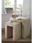 Beistelltisch Akazie 45x35x45 white stone get&uuml;ncht NATURE WHITE #12