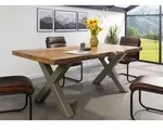 Baumtisch Mango 220x100x77 natur lackiert / X-Beine silber matt FREEFORM 5