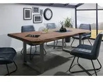 Baumtisch Sheesham 180x90x77 grau gebeizt / U-Beine silber matt FREEFORM 5