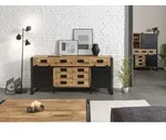 Sideboard Mango 195x45x90 natur klar lackiert / Metall schwarz BLACKBURN #109