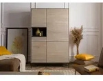 Highboard Akazie 111x45x175 grau-wei&szlig; ge&ouml;lt CHICAGO #09
