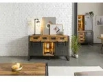 Sideboard Mango / Altholz 150x45x90 natur / grau lackiert / Metall grau...