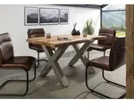Baumtisch Mango 140x90x77 natur lackiert / X-Beine silber matt FREEFORM 5