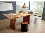 Baumtisch mit Ansteckplatte Akazie 180-240x110x78cm walnuss lackiert FREEFORM...
