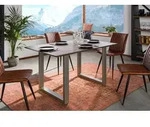 Esstisch Akazie 160x90 grau lackiert / U-Beine silber matt SWISS EDGE