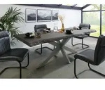 Baumtisch Mango 220x100x77 grau lackiert / Kreuzgestell silber matt FREEFORM 5