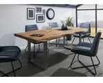 Baumtisch Sheesham 240x100x77 natur gebeizt / U-Beine silber matt FREEFORM 5