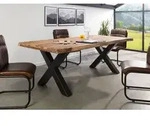 Baumtisch Sheesham 180x90x77 natur sandgestrahlt / X-Beine anthrazit matt FREEFORM 5