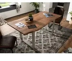 Baumtisch Akazie 120x90x76 natur Beine silber matt FREEFORM 3