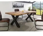 Baumtisch Sheesham 200x100x77 natur gebeizt / X-Beine anthrazit matt FREEFORM 5