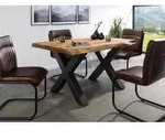 Baumtisch Sheesham 160x90x77 natur gebeizt / X-Beine anthrazit matt FREEFORM 5