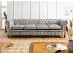 Sofa 4-Sitzer Echtleder 274x82x75 grau CHESTERFIELD #204