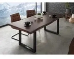 Baumtisch Akazie 200x100x77 braun lackiert / U-Beine anthrazit gl&auml;nzend...