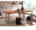 Baumtisch mit Ansteckplatte Akazie 160-220x100x78cm walnuss lackiert FREEFORM 2 #22
