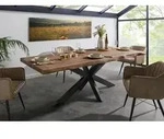 Baumtisch Sheesham 260x100x77 grau gebeizt / Kreuzgestell anthrazit gl&auml;nzend