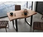 Baumtisch Akazie 160x90x77 natur lackiert / U-Beine anthrazit gl&auml;nzend...