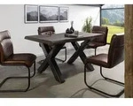 Baumtisch Mango 140x90x77 grau lackiert / X-Beine anthrazit gl&auml;nzend FREEFORM 5