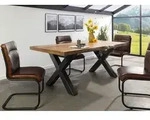 Baumtisch Mango 180x90x77 natur lackiert / X-Beine anthrazit gl&auml;nzend FREEFORM...