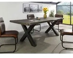 Baumtisch Mango 200x100x77 grau lackiert / X-Beine anthrazit matt FREEFORM 5