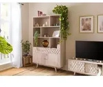 Regal Akazie 115x42x185 wei&szlig; lackiert MOSAYK #204