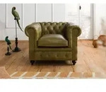 Sessel Echtleder 105x82x75 gr&uuml;n CHESTERFIELD #302