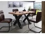 Baumtisch Sheesham 160x90x77 grau gebeizt / X-Beine anthrazit matt FREEFORM 5