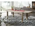 Esstisch mit Ansteckplatten Sheesham 160-200/240x90x76 grau ge&ouml;lt LEEDS #53