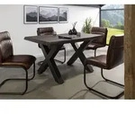 Baumtisch Mango 140x90x77 grau lackiert / X-Beine anthrazit matt FREEFORM 5