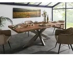 Baumtisch Sheesham 220x100x77 grau gebeizt / Kreuzgestell silber matt FREEFORM 5