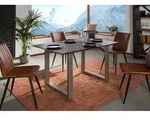 Esstisch Akazie 140x90 braun lackiert / U-Beine silber matt SWISS EDGE