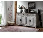 Sideboard Mango / Akazie 150x45x90 wei&szlig; gewachst CASTLE-ANTIK #261