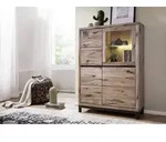 Highboard Wildeiche 103x40x148 bianco ge&ouml;lt VILLANDERS #205