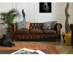 Sofa 3-Sitzer Echtleder 216x82x75 braun CHESTERFIELD #103