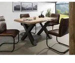 Baumtisch Mango 160x90x77 beige lackiert / X-Beine anthrazit matt FREEFORM 5