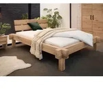 Balkenbett Wildeiche 160x200 bianco ge&ouml;lt JANGALI #111