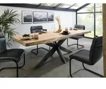 Baumtisch Mango 220x100x77 beige lackiert / Kreuzgestell anthrazit gl&auml;nzend...