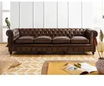 Sofa 4-Sitzer Echtleder 274x82x75 braun CHESTERFIELD #104