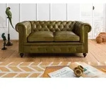 Sofa 2-Sitzer Echtleder 158x82x75 gr&uuml;n CHESTERFIELD #302