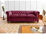 Sofa 3-Sitzer Echtleder 216x82x75 rot CHESTERFIELD #403