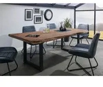 Baumtisch Sheesham 200x100x77 grau gebeizt / U-Beine anthrazit matt FREEFORM 5